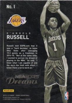 2015-16 Hoops - Dreams #1 D'Angelo Russell Back