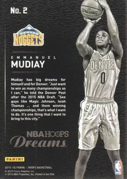 2015-16 Hoops - Dreams #2 Emmanuel Mudiay Back