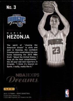 2015-16 Hoops - Dreams #3 Mario Hezonja Back