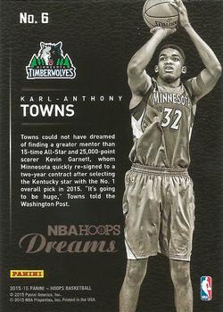 2015-16 Hoops - Dreams #6 Karl-Anthony Towns Back