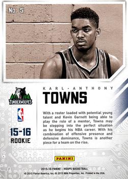 2015-16 Hoops - Faces of the Future #5 Karl-Anthony Towns Back