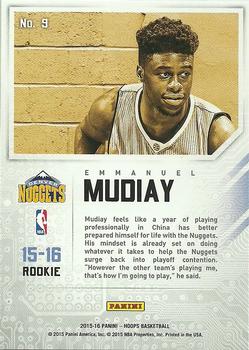 2015-16 Hoops - Faces of the Future #9 Emmanuel Mudiay Back
