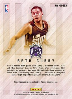 2015-16 Hoops - Hot Signatures #HS-SCY Seth Curry Back