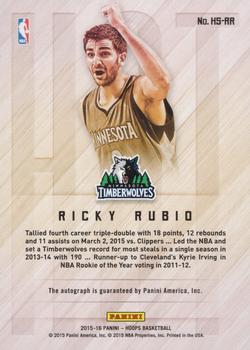 2015-16 Hoops - Hot Signatures Red #HS-RR Ricky Rubio Back