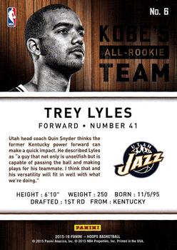 2015-16 Hoops - Kobe's All-Rookie Team #6 Trey Lyles Back