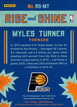 2015-16 Hoops - Rise 'N Shine #RS-MT Myles Turner Back