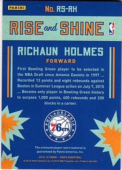 2015-16 Hoops - Rise 'N Shine Prime #RS-RH Richaun Holmes Back