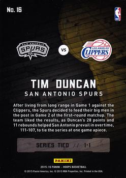 2015-16 Hoops - Road to the Finals #16 Tim Duncan Back