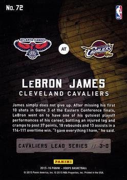 2015-16 Hoops - Road to the Finals #72 LeBron James Back