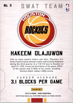 2015-16 Hoops - Swat Team #11 Hakeem Olajuwon Back
