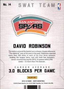 2015-16 Hoops - Swat Team #14 David Robinson Back