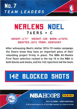 2015-16 Hoops - Team Leaders #7 Nerlens Noel Back