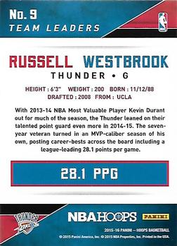 2015-16 Hoops - Team Leaders #9 Russell Westbrook Back