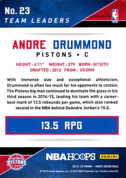 2015-16 Hoops - Team Leaders #23 Andre Drummond Back