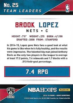 2015-16 Hoops - Team Leaders #25 Brook Lopez Back