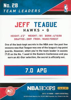 2015-16 Hoops - Team Leaders #28 Jeff Teague Back