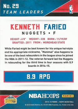 2015-16 Hoops - Team Leaders #29 Kenneth Faried Back