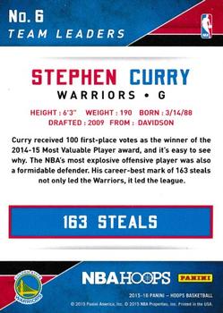 2015-16 Hoops - Team Leaders Artist Proof #6 Stephen Curry Back