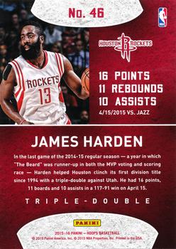 2015-16 Hoops - Triple-Double #46 James Harden Back