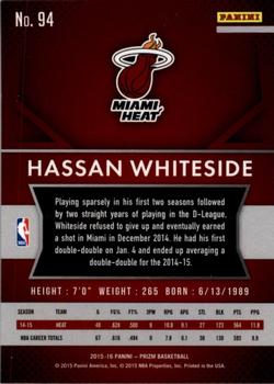 2015-16 Panini Prizm #94 Hassan Whiteside Back