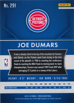 2015-16 Panini Prizm #291 Joe Dumars Back