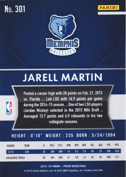 2015-16 Panini Prizm #301 Jarell Martin Back