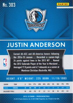 2015-16 Panini Prizm #303 Justin Anderson Back