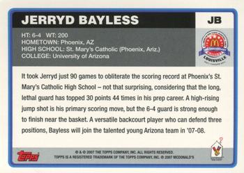 2007 Topps McDonald's All-American Game #JB Jerryd Bayless Back