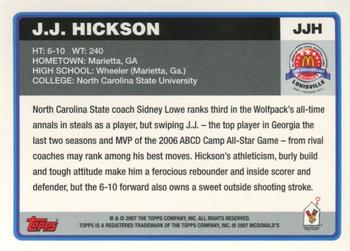 2007 Topps McDonald's All-American Game #JJH J.J. Hickson Back