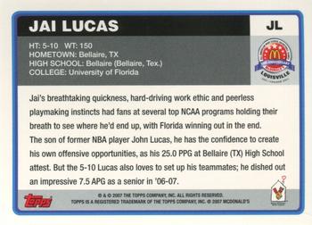 2007 Topps McDonald's All-American Game #JL Jai Lucas Back