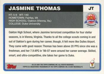 2007 Topps McDonald's All-American Game #JT Jasmine Thomas Back