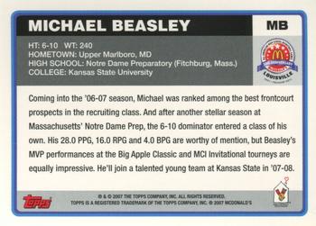 2007 Topps McDonald's All-American Game #MB Michael Beasley Back