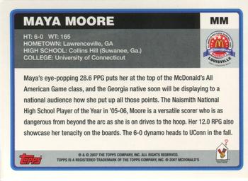 2007 Topps McDonald's All-American Game #MM Maya Moore Back