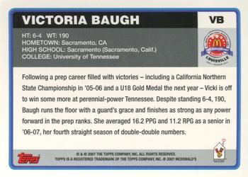 2007 Topps McDonald's All-American Game #VB Victoria Baugh Back