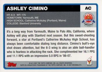 2007 Topps McDonald's All-American Game - Game Day Autographs Aftermarket #AC Ashley Cimino Back