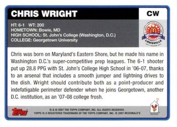 2007 Topps McDonald's All-American Game - Game Day Autographs Aftermarket #CW Chris Wright Back