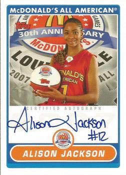 2007 Topps McDonald's All-American Game - Game Day Autographs Aftermarket #AJN Alison Jackson Front