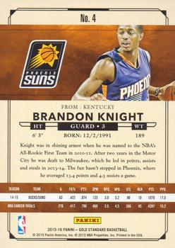 2015-16 Panini Gold Standard #4 Brandon Knight Back