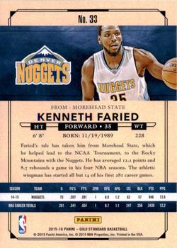 2015-16 Panini Gold Standard #33 Kenneth Faried Back