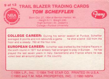 1984-85 Star Franz Portland Trail Blazers #9 Tom Scheffler Back