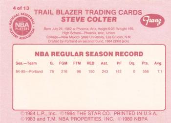 1985-86 Star Franz Portland Trail Blazers #4 Steve Colter Back