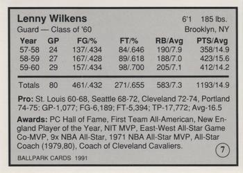 1991 Providence Friars All Time Greats #7 Lenny Wilkens Back