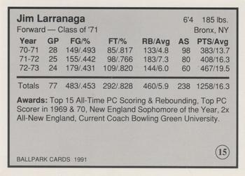 1991 Providence Friars All Time Greats #15 Jim Larranaga Back