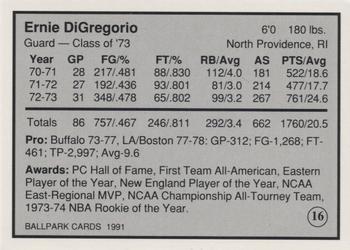 1991 Providence Friars All Time Greats #16 Ernie DiGregorio Back