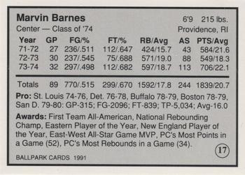 1991 Providence Friars All Time Greats #17 Marvin Barnes Back