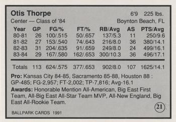 1991 Providence Friars All Time Greats #21 Otis Thorpe Back