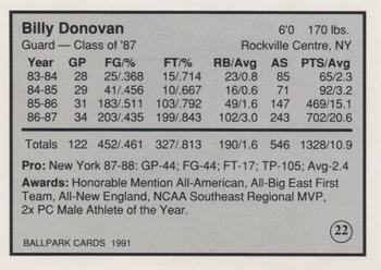 1991 Providence Friars All Time Greats #22 Billy Donovan Back
