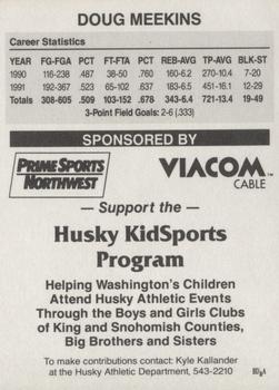 1991-92 Washington Huskies #NNO Doug Meekins Back