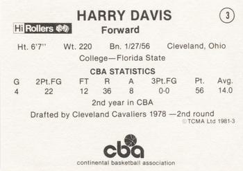 1980-81 TCMA CBA #3 Harry Davis Back