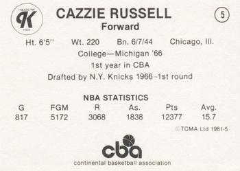 1980-81 TCMA CBA #5 Cazzie Russell Back